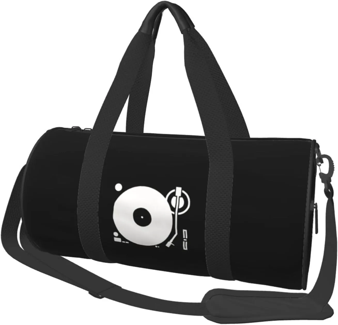 Headphones Record Disc Platter Disk Dj Play Vinyl Convertible Garment Bag with Shoulder Strap, Carry on Garment Duffel Bag for Men Women - Rolling Foldable for Travel Luggage Bags (Black)