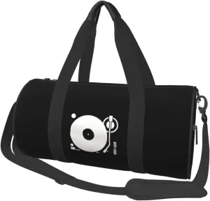 Headphones Record Disc Platter Disk Dj Play Vinyl Convertible Garment Bag with Shoulder Strap, Carry on Garment Duffel Bag for Men Women - Rolling Foldable for Travel Luggage Bags (Black)