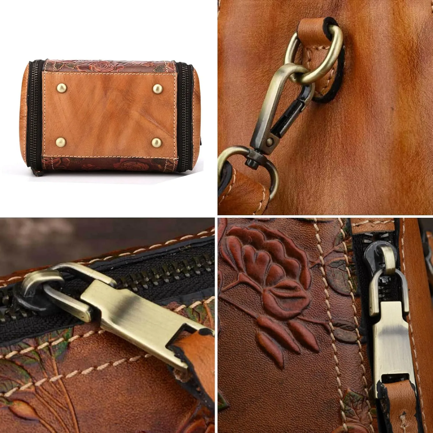 Hebetag Small Leather Shoulder Bag Crossbody Pack for Men Outdoor Travel Business