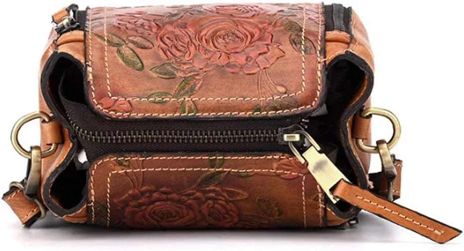 Hebetag Small Leather Shoulder Bag Crossbody Pack for Men Outdoor Travel Business