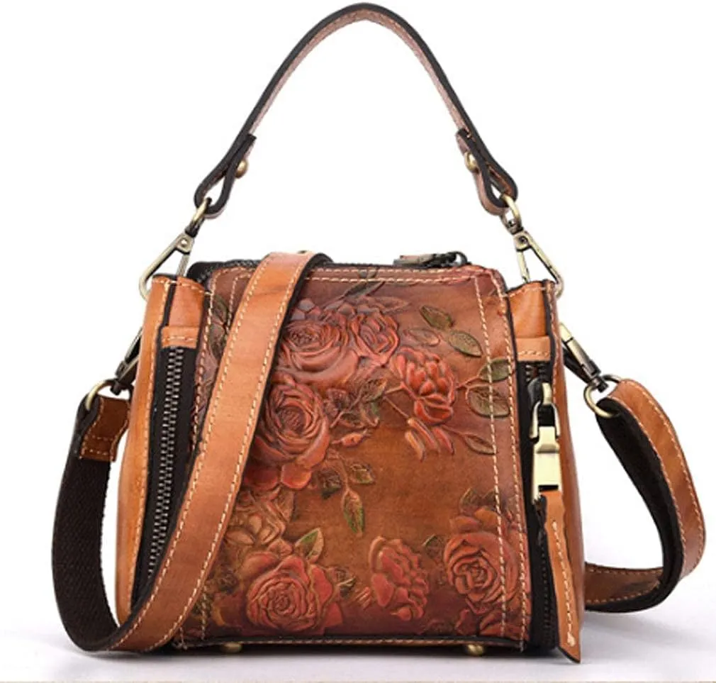 Hebetag Small Leather Shoulder Bag Crossbody Pack for Men Outdoor Travel Business