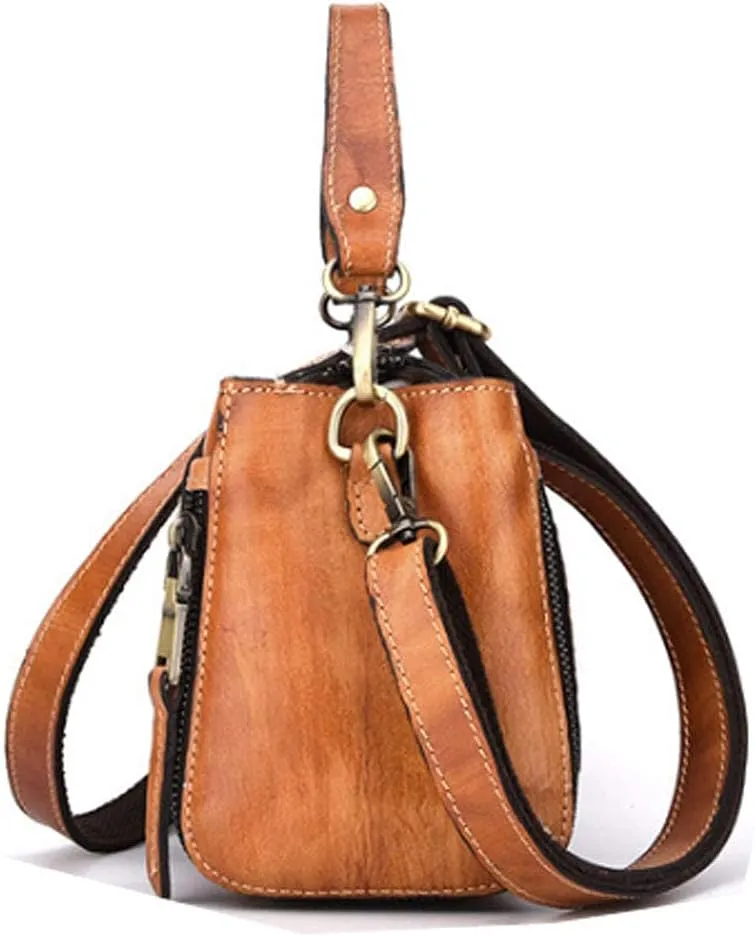 Hebetag Small Leather Shoulder Bag Crossbody Pack for Men Outdoor Travel Business