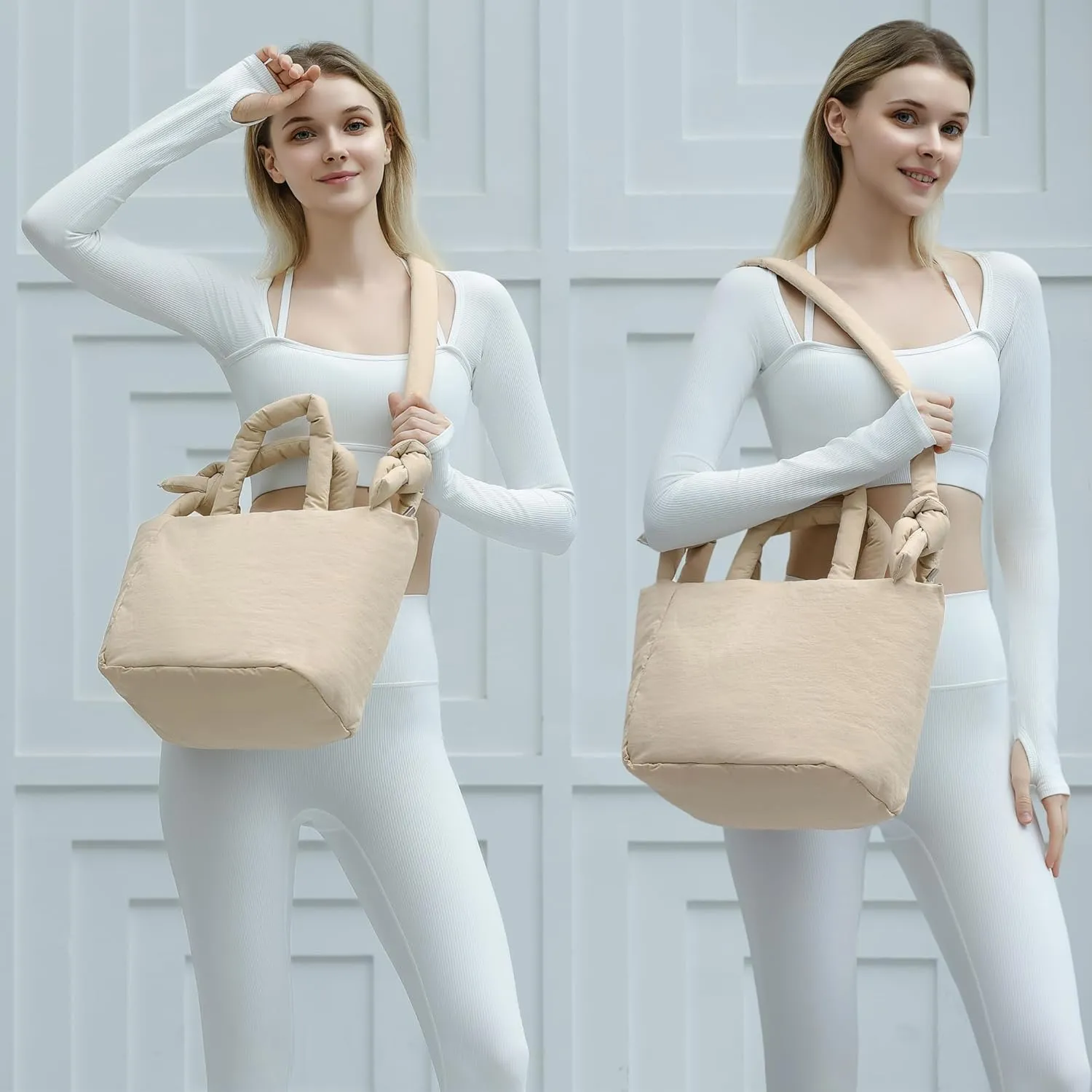 Herald Soft Puffer Tote Bag for Women, Lightweight Puffy Shoulder Purse Satchel Top-Handle Handbag with Adjustable Strap