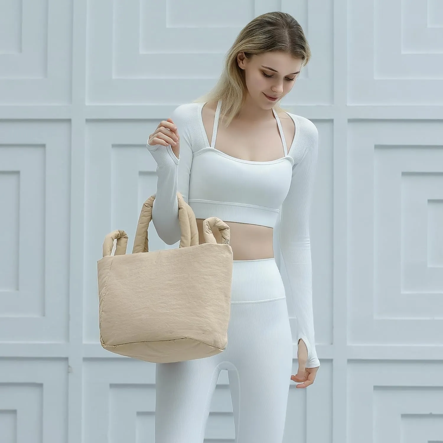Herald Soft Puffer Tote Bag for Women, Lightweight Puffy Shoulder Purse Satchel Top-Handle Handbag with Adjustable Strap