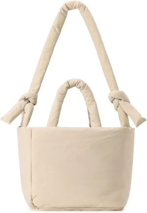 Herald Soft Puffer Tote Bag for Women, Lightweight Puffy Shoulder Purse Satchel Top-Handle Handbag with Adjustable Strap