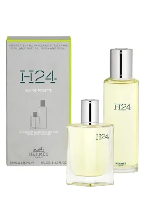 HERMÉS H24 2-Piece Gift Set for Men, (4.2 Oz Eau De Toilette Refillable Spray   1.0 Oz Eau De Toilette Refillable Spray)
