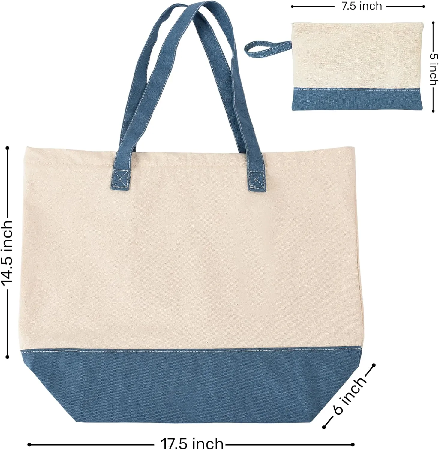 HIFA Canvas Tote and Makeup Bag Set for Women - Durable Cotton, Top Zipper Closure, Inner Pocket - Multipurpose Shoulder Bag