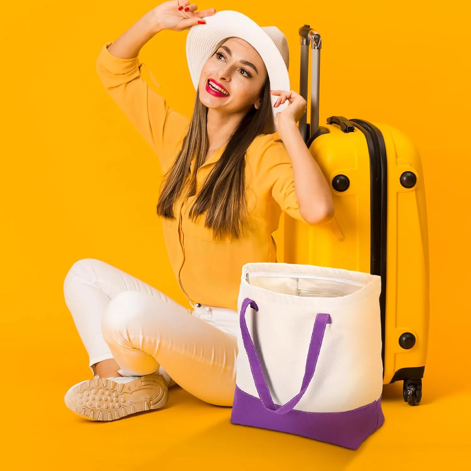 HIFA Personalized Custom Tote Bag for Women, Canvas Tote Bag - Zipper Closure, Extra Inner Pocket - Multipurpose Shoulder Bag