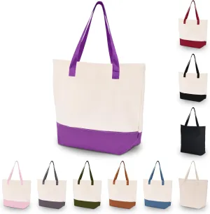 HIFA Personalized Custom Tote Bag for Women, Canvas Tote Bag - Zipper Closure, Extra Inner Pocket - Multipurpose Shoulder Bag