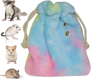 HILLBERRY Rainbow Fleece Warm Bonding Sleeping Pouch, Carrier, Hideout Bed for Rodent, Sugar Glider, Hamster, Gerbil, Mouse, Pet Accessory for Small Pets and Animals
