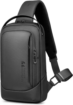 hk Mens Crossbody Bag, Anti-theft Sling Bag 9.7 Inch iPad Slim Shoulder Bags Waterproof Sling Backpack for Daily Commuting Travel