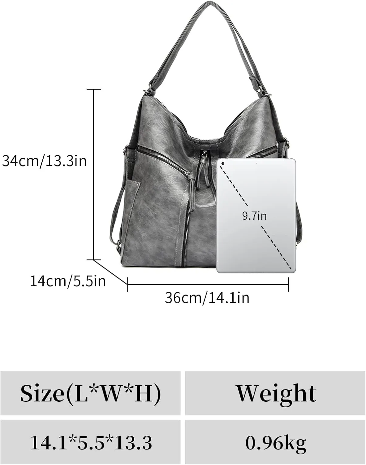 Hobo Bags for Women PU Leather Shoulder Bags Large Hobo Crossbody Purse 3 Way Womens' Handbags