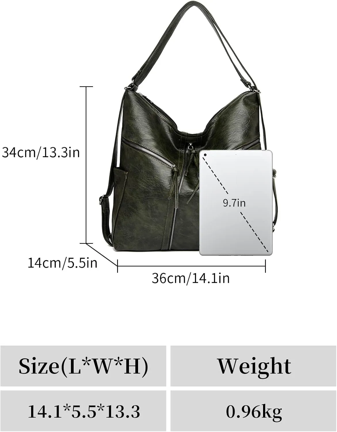 Hobo Bags for Women PU Leather Shoulder Bags Large Hobo Crossbody Purse 3 Way Womens' Handbags