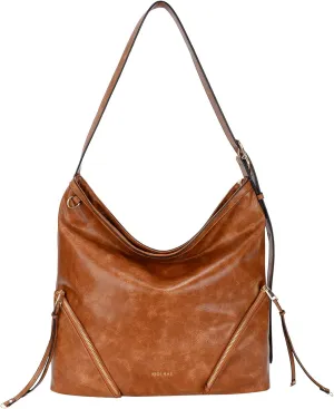 Hobo Bags for Women with Stylish Zipper Detailing Vegan Leather Large Trendy Shoulder Tote Purses Adjustment Strap