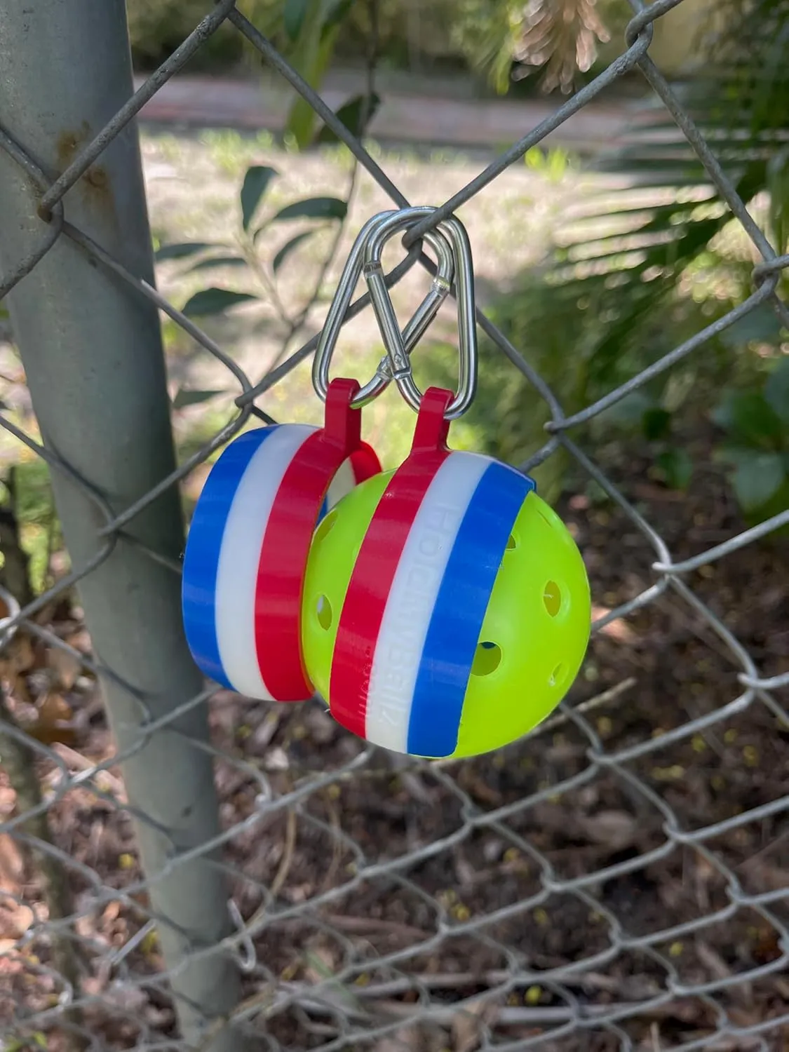 Hold My Ballz Pickleball Holder | Easily Attach Pickleballs to Pickleball Bags, Pickleball Nets, or Fences | Ultimate Pickleball Gift | 2-Pack | HoldMyBallz | Pickleballs Not Included (Red White Blue)