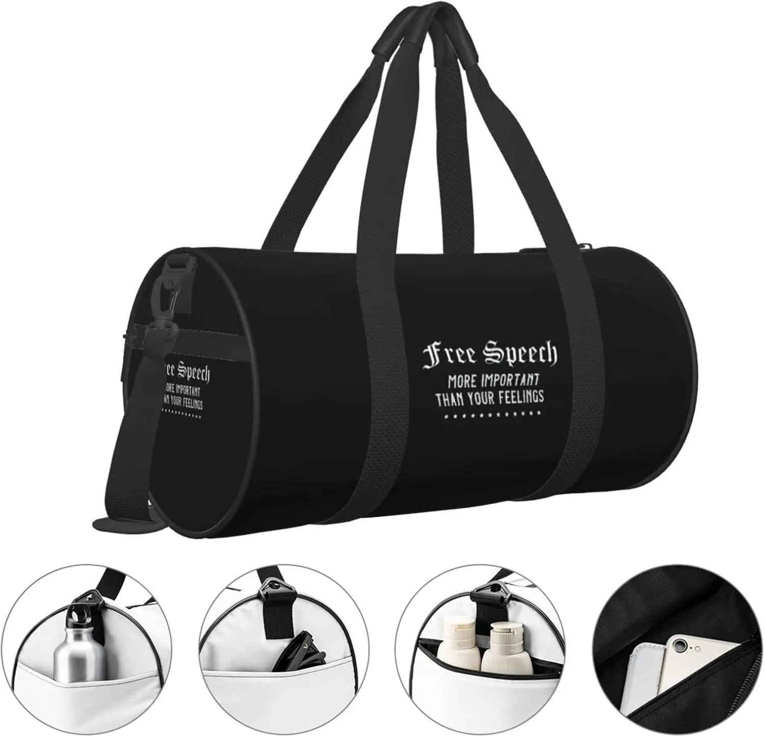 Honest Freedom Of Speech 1st Amendment Feelings Travel Luggage Duffel Bag Sports Rolling Foldable Duffel Bag, Black