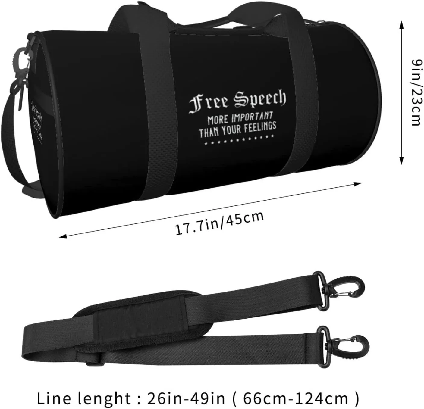 Honest Freedom Of Speech 1st Amendment Feelings Travel Luggage Duffel Bag Sports Rolling Foldable Duffel Bag, Black