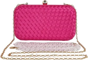 HUANG ZHUANG Handmade Woven Fabric Clutch Purse for Women Artificial Silk Crossbody handbag Banquet Dress Evening Bags