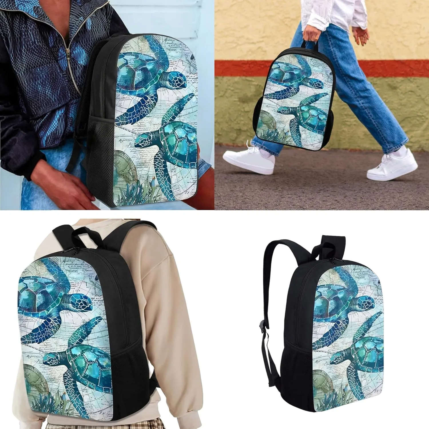 HUGS IDEA 3 Pcs School Bag Set with Thermal Insulated Lunch Tote Purse Pencil Case