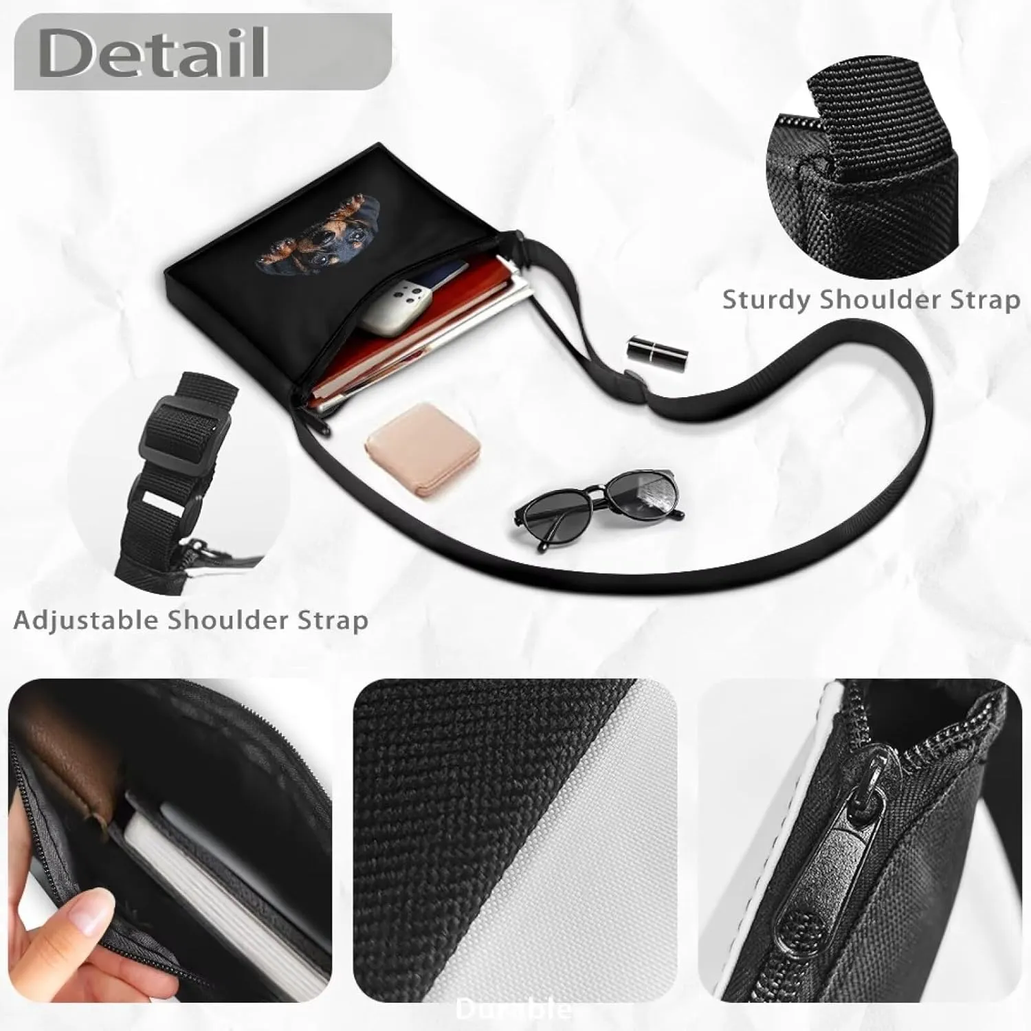 HUGS IDEA Crossbody Purse for Women Small Crossbody Bags Polyester Messenger Bag with Adjustable Shoulder Strap
