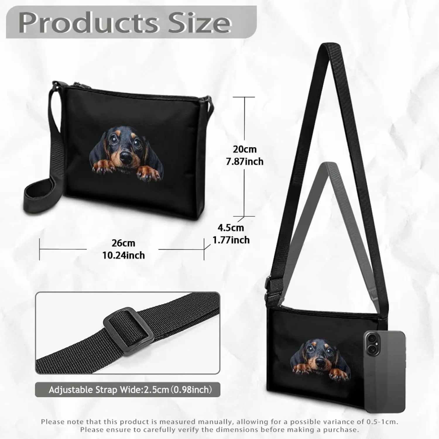 HUGS IDEA Crossbody Purse for Women Small Crossbody Bags Polyester Messenger Bag with Adjustable Shoulder Strap
