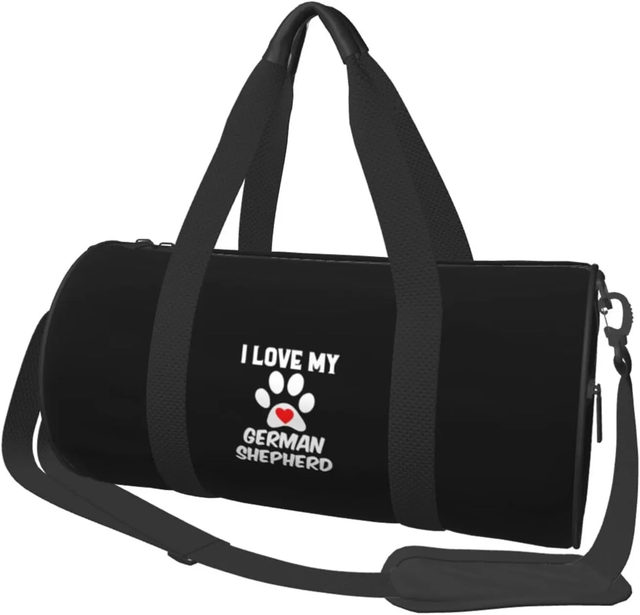 I Love My German Shepherd Convertible Garment Bag with Shoulder Strap, Carry on Garment Duffel Bag for Men Women - Rolling Foldable for Travel Luggage Bags (Black)