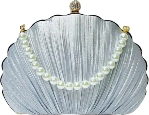 IAMUHI Lovely Shell Handbag Purse Beaded Evening Bag Chain Cross-body Clutch Purse