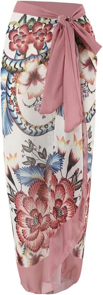 IBTOM CASTLE Women One Piece Swimsuit with Long Cover up Wrap Skirt Two Piece Bathing Suit Retro Monokini Summer Beach Outfit