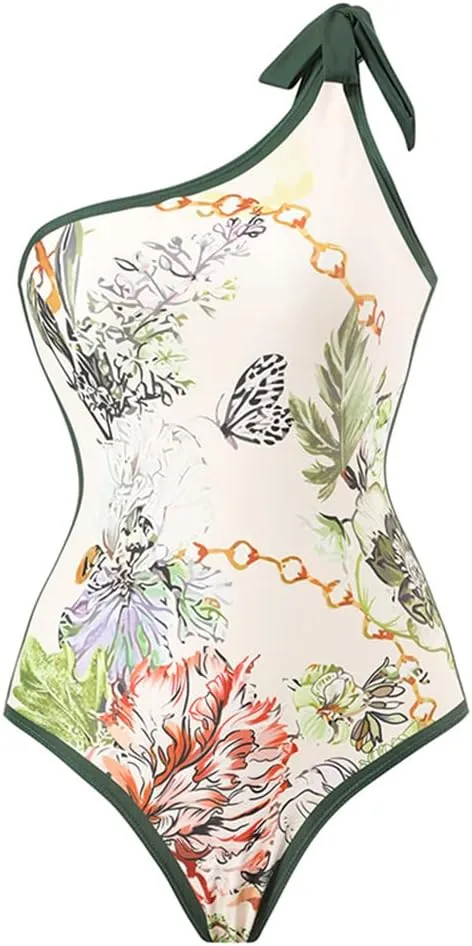 IDOPIP Women's One Piece Swimsuit with Beach Cover up Wrap Skirt Sarong Retro Floral Print Bikini Set Two Piece Bathing Suit
