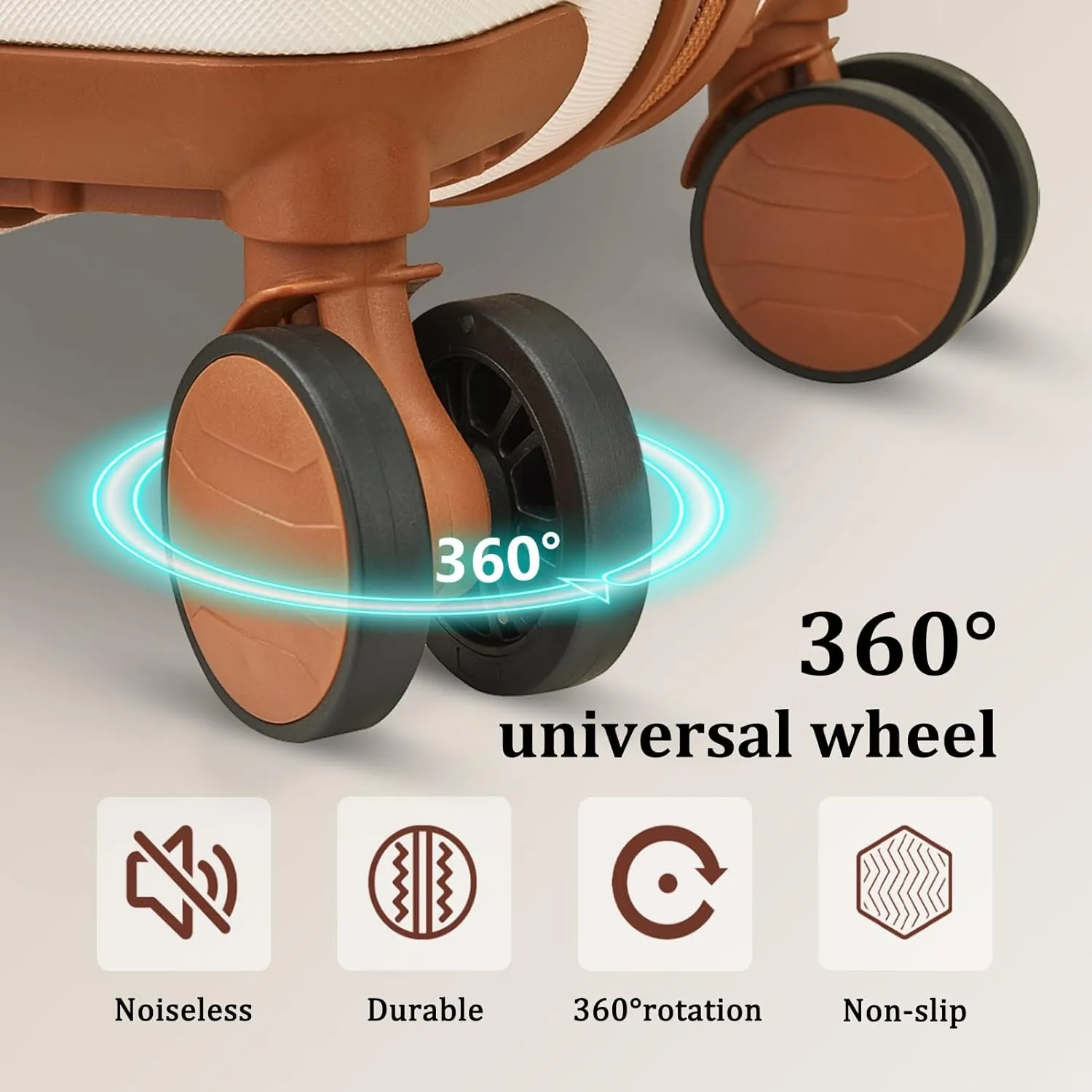 imiomo Hard Shell 20 Inch Carry on Luggage 3 Piece Set with Travel Backpack, Lightweight Hardside Carry-On Suitcase with Spinner Wheels and TSA Lock, Beige