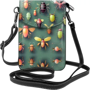 Insect Atlas Pattern Phone Bag > Soft, Durable And Waterproof For Women Shoulder Straps Bag Carry Card Cosmetics 7.6x2.9 In Good