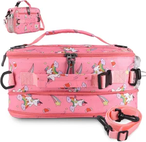 Insulated Lunch Bag,Expandable Kids Lunch Box,Double Zipper & Lunch Bag Kids with Strap,Lightweight Reusable Lunch Tote Bag for Boys Girls,Meal Containers for School/Picnic (Rainbow)