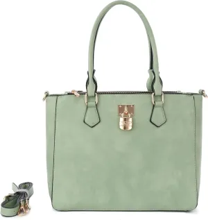 Italy “Lock Me Luxe” Structured Padlock Satchel – Designer Handbag with Double Handle & Detachable Strap