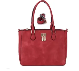 Italy “Lock Me Luxe” Structured Padlock Satchel – Designer Handbag with Double Handle & Detachable Strap