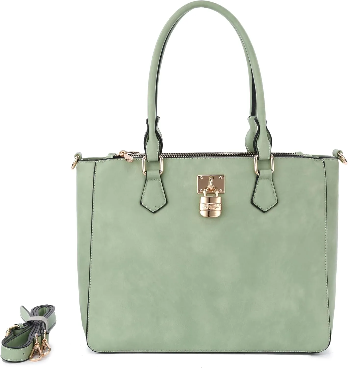 Italy “Lock Me Luxe” Structured Padlock Satchel – Designer Handbag with Double Handle & Detachable Strap