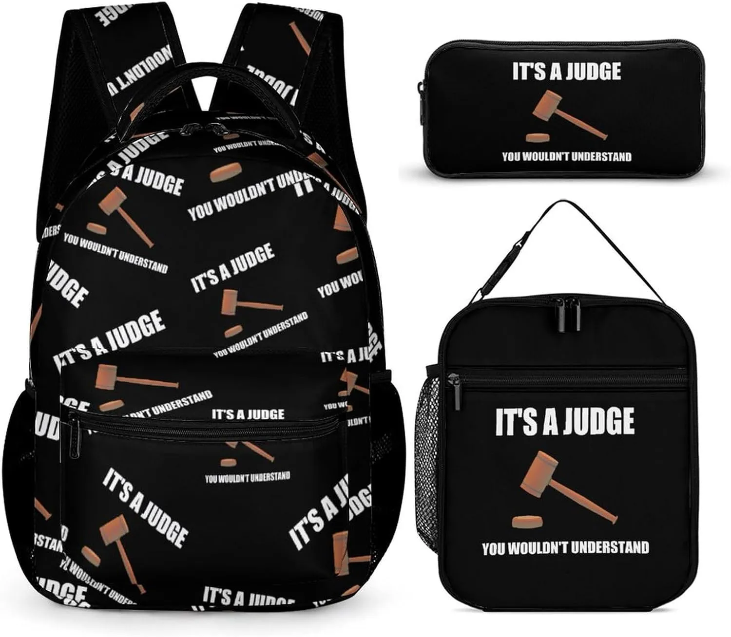 It's S Judge You Wouldn't Understand Travel Backpack Lunch Box Pencil Case 3Pcs Set Makeup Bag for Men Women Office Outing University