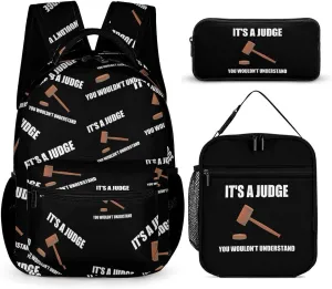 It's S Judge You Wouldn't Understand Travel Backpack Lunch Box Pencil Case 3Pcs Set Makeup Bag for Men Women Office Outing University