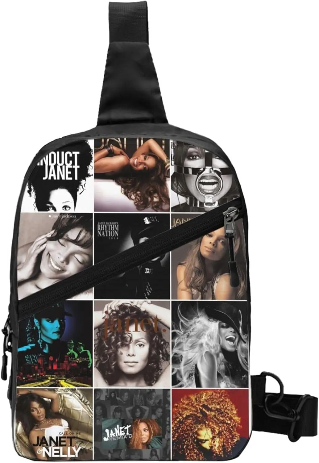 Janet Style Singer Jackson Sling Bag for Man Chest Bag Foldable Shoulder Bag Funny Hiking Crossbody Handbags Sling Backpack Multipurpose Crossbody Backpack for Travel
