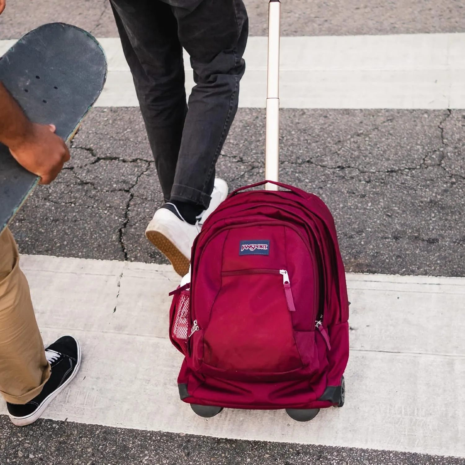 JanSport Driver 8 Rolling Backpack - Wheeled Travel Bag with 15-Inch Laptop Sleeve, One Size, Navy