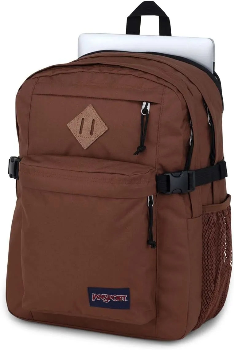 JanSport Main Campus Backpack - Travel or Work backpack w 15-Inch Laptop Sleeve and Dual Water Bottle Pockets, Basic Brown