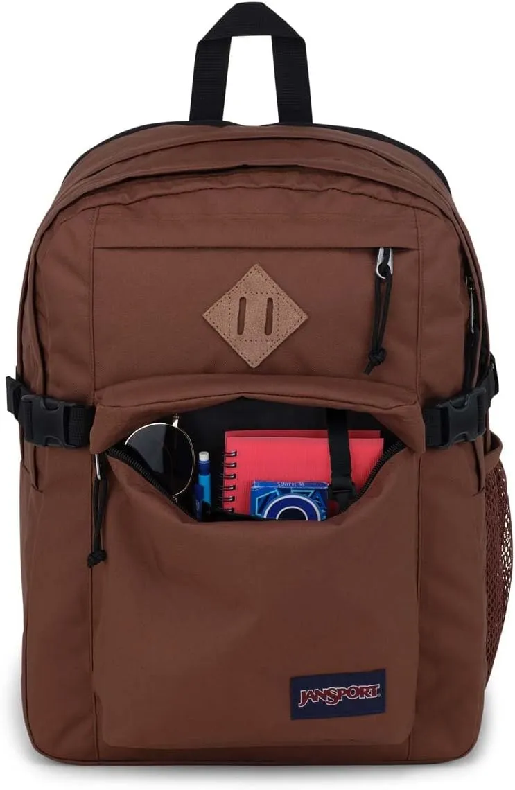 JanSport Main Campus Backpack - Travel or Work backpack w 15-Inch Laptop Sleeve and Dual Water Bottle Pockets, Basic Brown