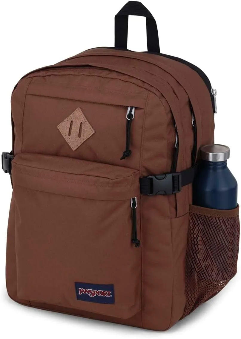 JanSport Main Campus Backpack - Travel or Work backpack w 15-Inch Laptop Sleeve and Dual Water Bottle Pockets, Basic Brown