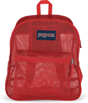 JanSport Mesh Pack - See Through Backpack Ideal for Class, Work, Travel, or Beach Outings, Red Tape
