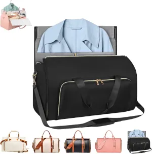 Jenni Bag, PU Leather 2 in 1 Hanging Suitcase Travel Bags, Jenni Bag Travel Bag with Wheels, Convertible Garment Duffel Bag, High Capacity with Shoe Compartment (Black 2-Without pull rod)