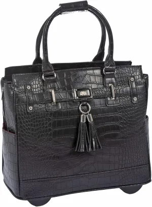 JKM & Company Rolling Laptop Bag for Women | Designer Wheeled Briefcase | Fits 13-17" Laptops | Office Travel Computer Case (Timeless)