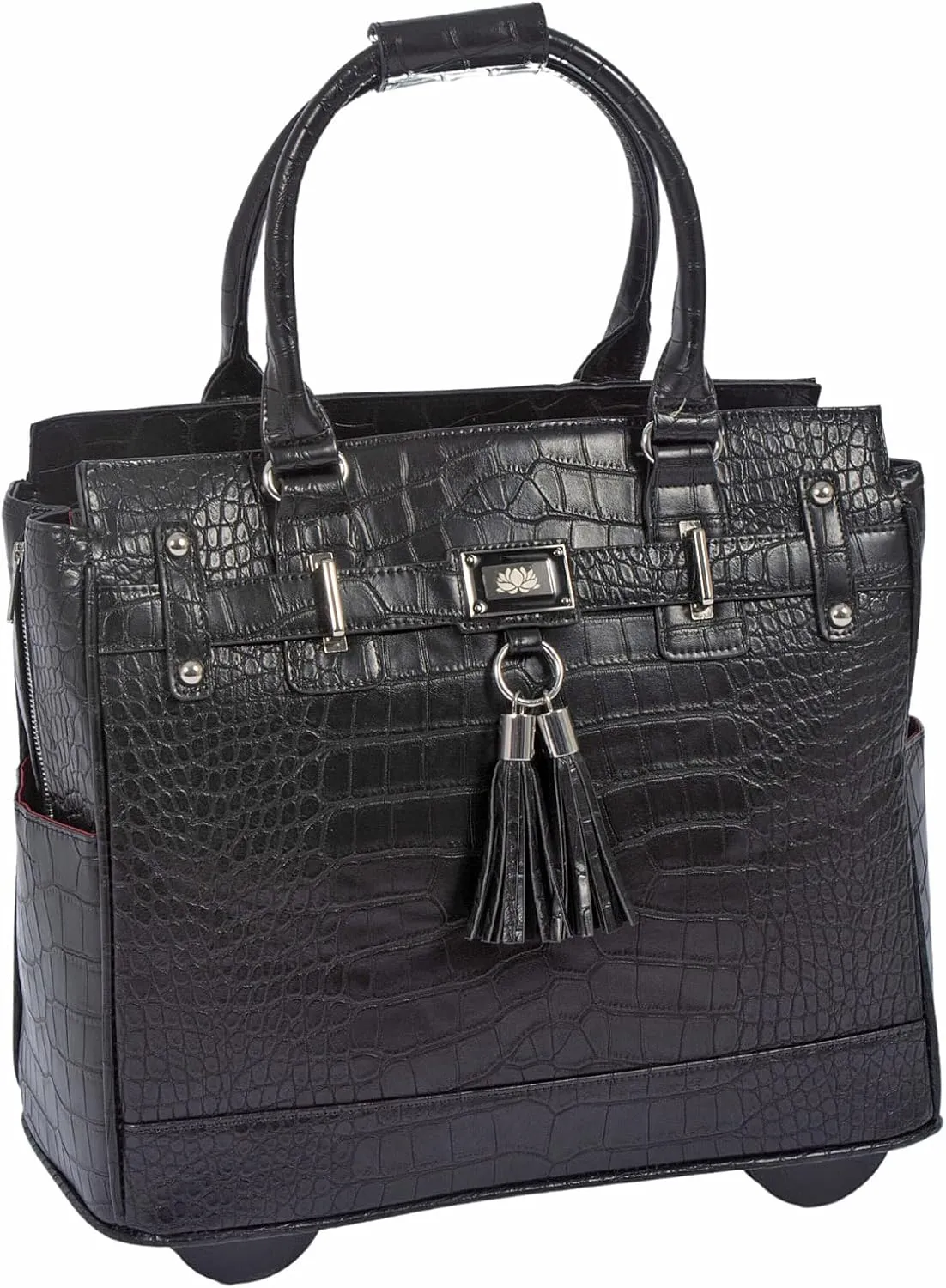 JKM & Company Rolling Laptop Bag for Women | Designer Wheeled Briefcase | Fits 13-17" Laptops | Office Travel Computer Case (Timeless)