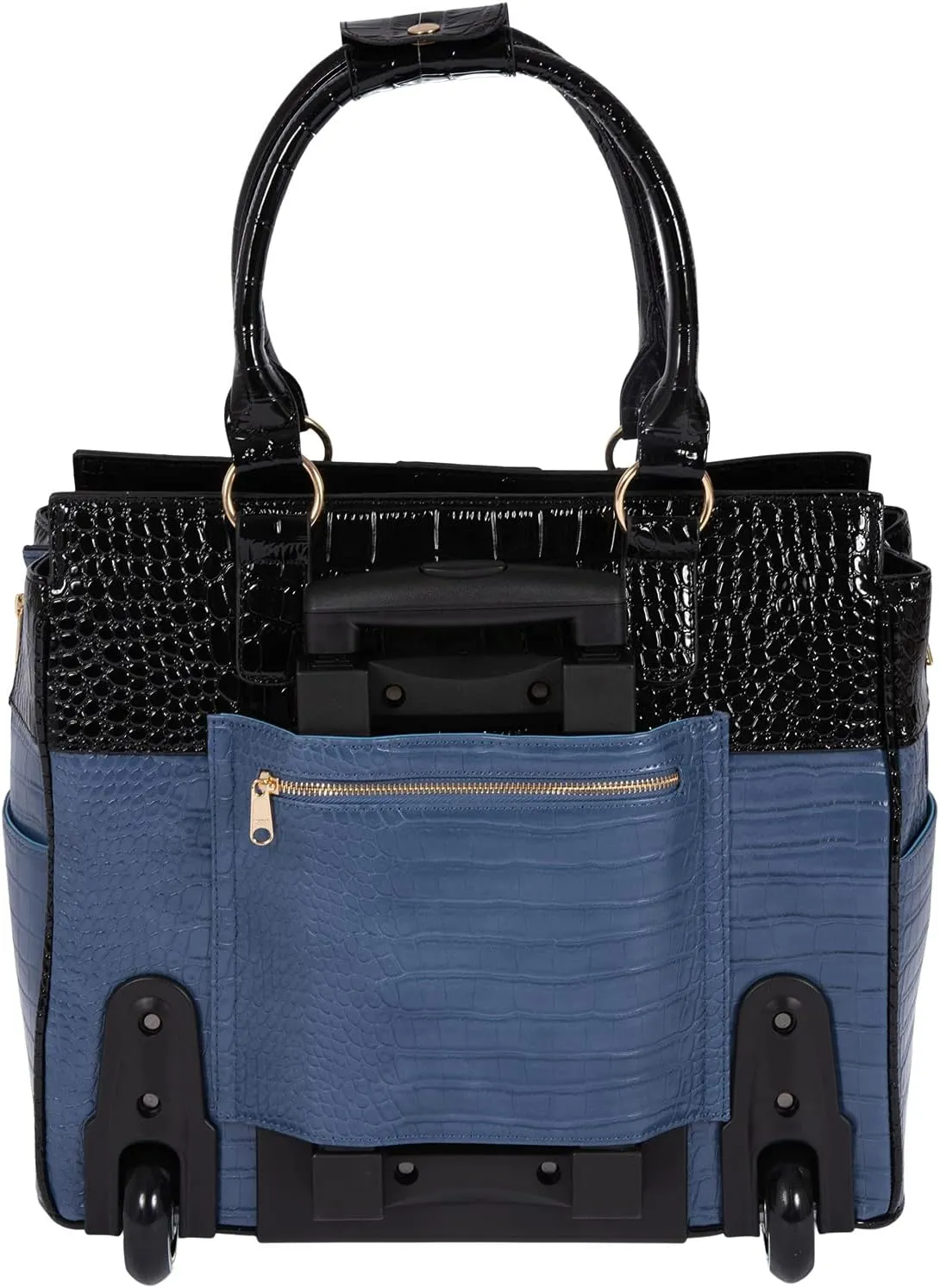 JKM and Company Alligator Compatible With Computer iPad, Laptop Tablet Rolling Tote Bag Briefcase Carryall Bag
