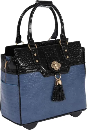 JKM and Company Alligator Compatible With Computer iPad, Laptop Tablet Rolling Tote Bag Briefcase Carryall Bag