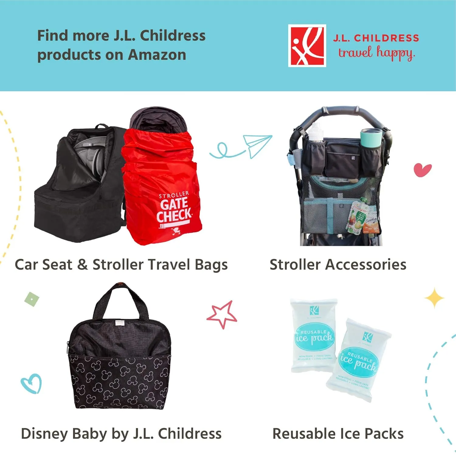J.L. Childress TwoCOOL Breastmilk Cooler - Double Baby Bottle & Food Bag - Ice Pack Included - Fits 2-4 Bottles - Insulated & Leak Proof Bottle Bag - Breastmilk Cooler Bag for Travel