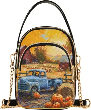 Joisal Meadow Flowers Floral Watercolor Small Crossbody Purses for Women Triple Zip Women Shoulder Bags, Work Bags for Women
